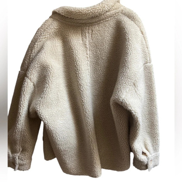 Angel Kiss Faux Sherpa Shacket Ivory Faux Suede Lined Buttons Jacket Sz 2X - Picture 2 of 13